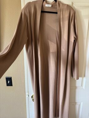 Aritzia Open-Front Long Cardigan in Taupe